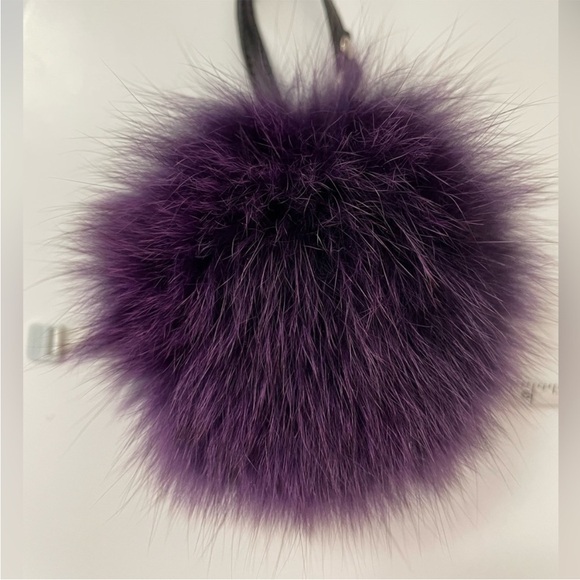 Purple fox fur pom pom purse charm - Picture 4 of 4